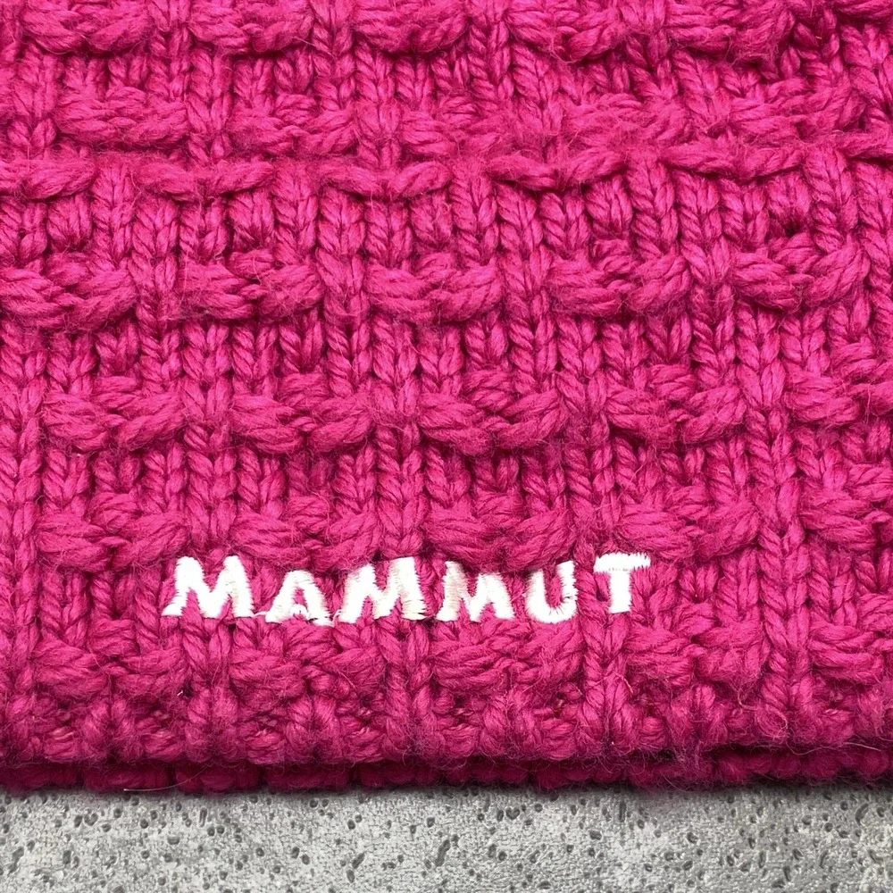 Mammut Pink‎ Knit Pommel Beanie Ski Hat Top Pom Fleece Lining One Size Germany